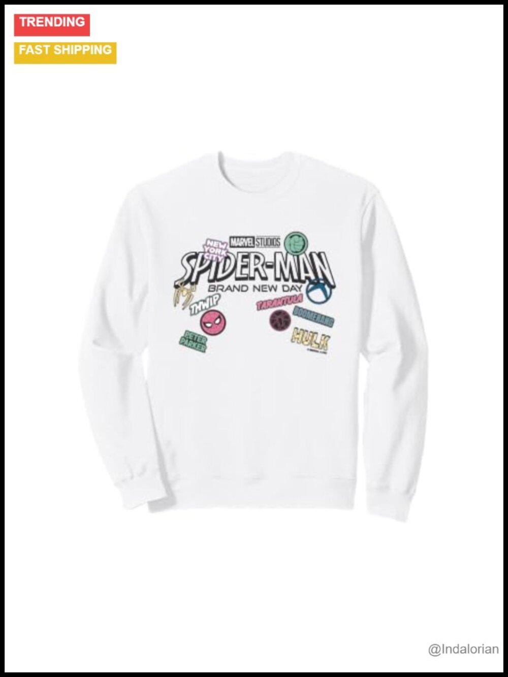 Spider-Man Sticker Collage Graphic Sweatshirt Long Sleeve Cotton Blend